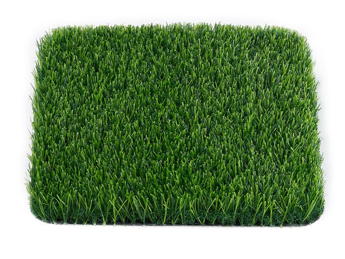 Synthetic turf around mall rooftop water feature