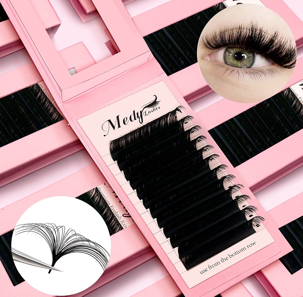 3D Multi-Layer Soft Natural Volume Easy Fan Camellia Lash Trays Handmade Cruelty-Free Vegan Extensions Matte Black Custom
