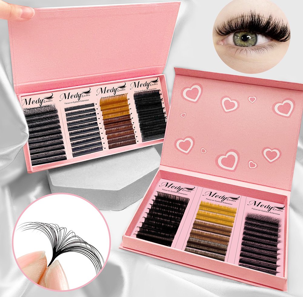 MEDYLASH 0.03 Colored Custom Velvet Cashmere Lash Trays Wholesale Individual Dark Brown Eyelash Extensions Trays Private Label
