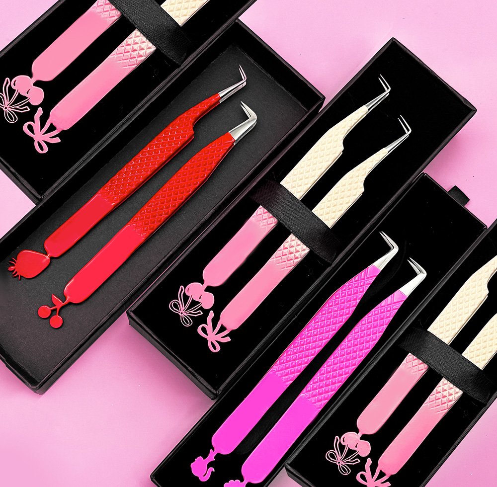 Custom-made fiber-tipped stainless steel eyelash extension tweezers - durable, anti-static, fine-tipped, FT-90A, wholesale in bulk.