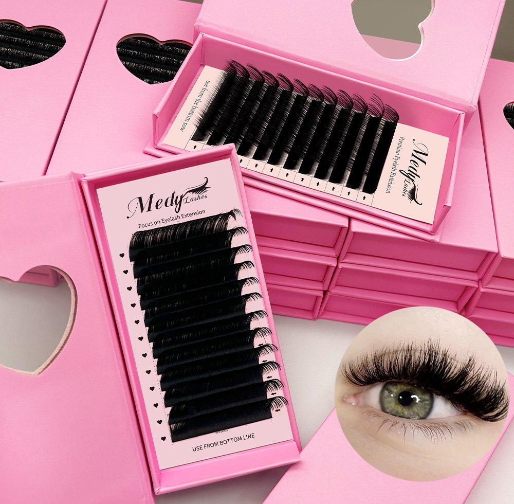 Wholesale Custom Korean PBT Matte Black Individual Cashmere Lash Extensions Trays Easy FanSilk Lashes Supplies 5-25mm