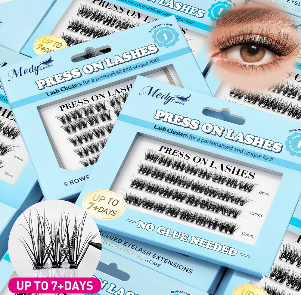 Wholesale 7-15 Day Long-lasting Pre Glued Self Stick Vegan Reusable Press on Cluster Eyelashes Lashes No Glue Custom Logo