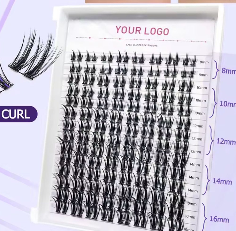 Pacote de papel para venda por grosso, faça você mesmo, segmentos de pestanas, clusters personalizáveis ​​OEM