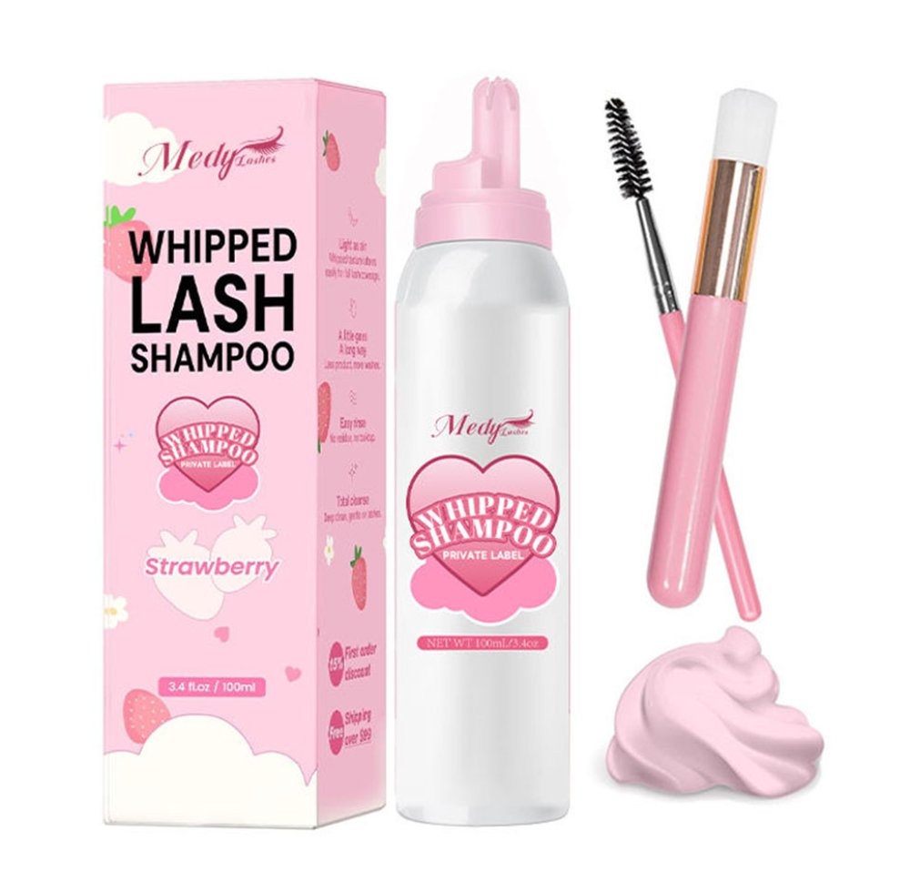 Kit de banho para limpeza de extensão de pestanas PBT rosa 100ml