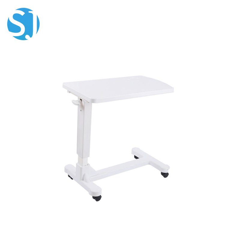 Adjustable Overbed Table with Pneumatic Lift | ABS Bedside Movable Table