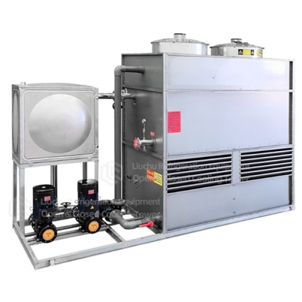 Cooling tower + water tank + double circulation water pump（One for use and one for backup）
