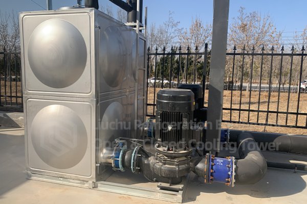 Installed auxiliary equipment with water tank and pump in use