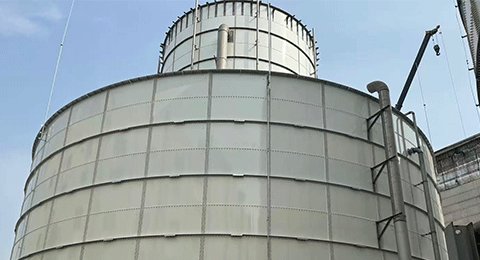Enamelled modular tank (outer tank) Φ25.99m x h25.2m = 13,362m³ Enamelled modular tank (inner tank) Φ12.23m x h25.2m = 2,959m³