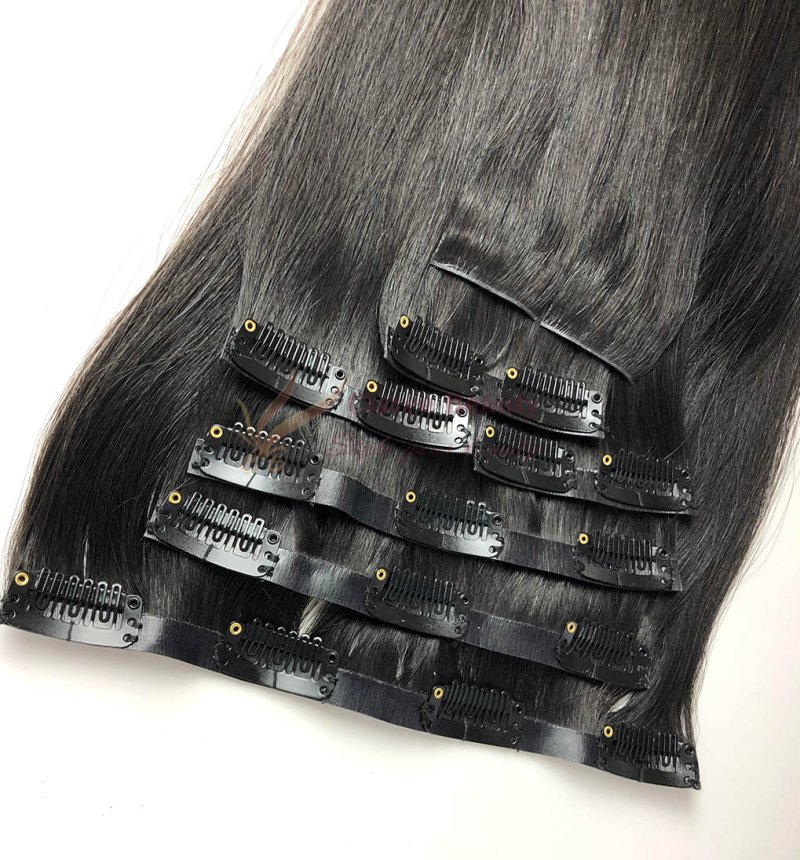 Seamless Clip In Hair Extensions Dark Color