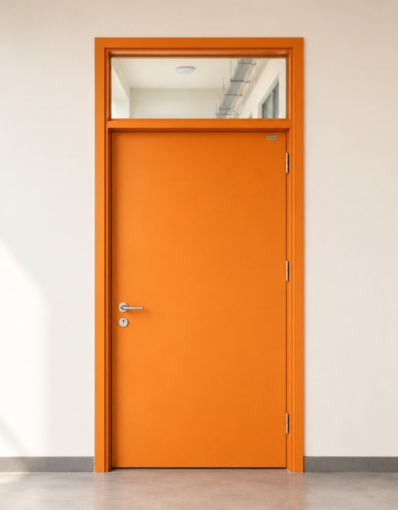 Swing Steel Door with Top Glass Panel