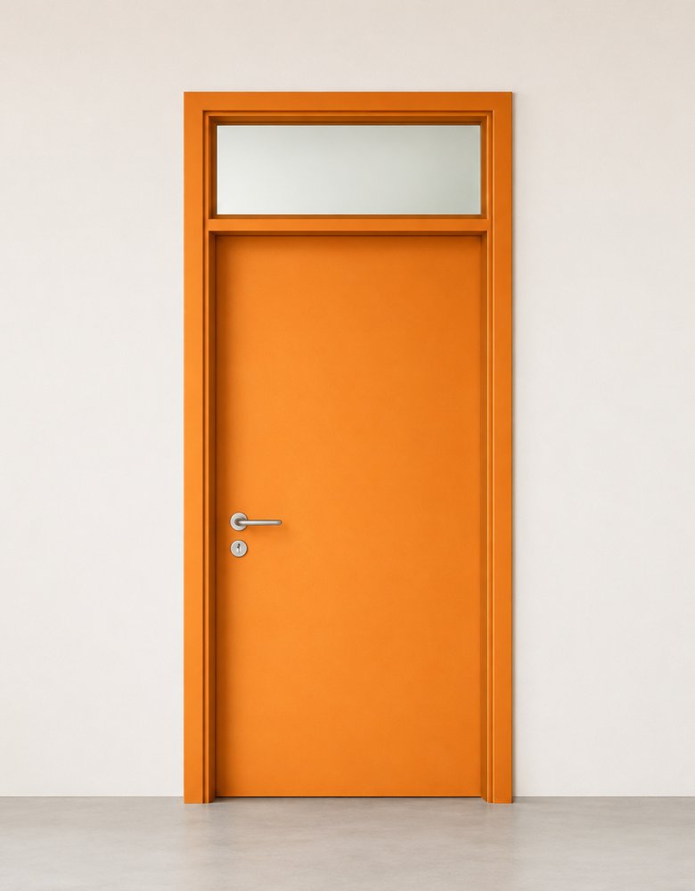 Steel Swing Door with Transom Glass