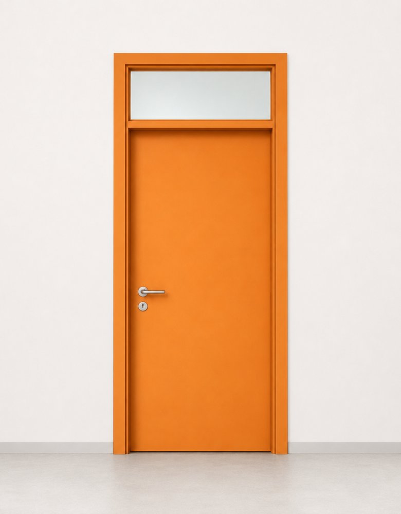 Swing Steel Door with Top Glass Panel
