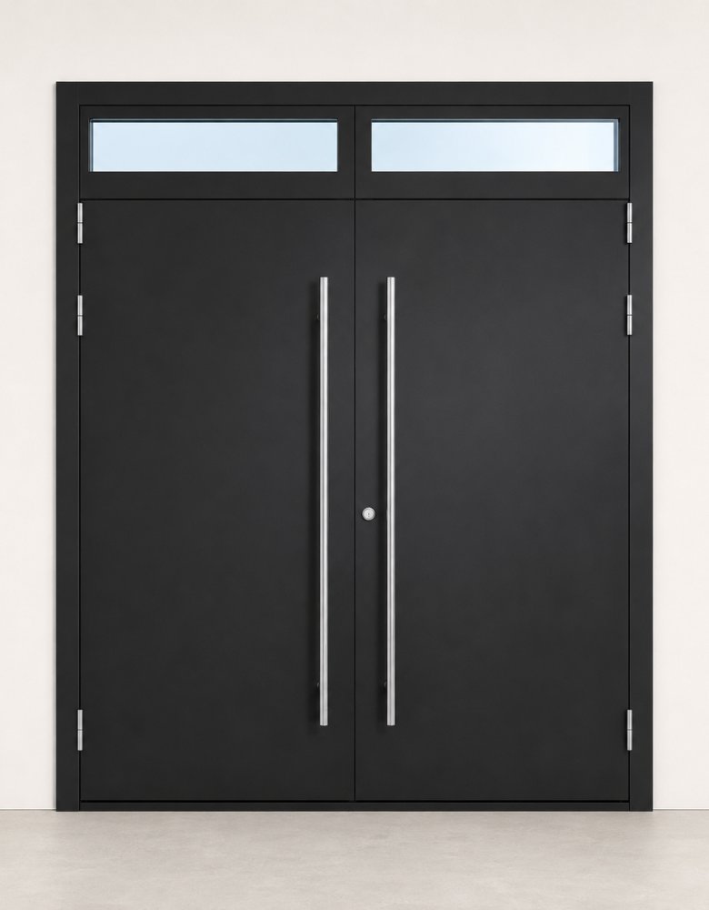 Steel Swing Door with Transom Glass