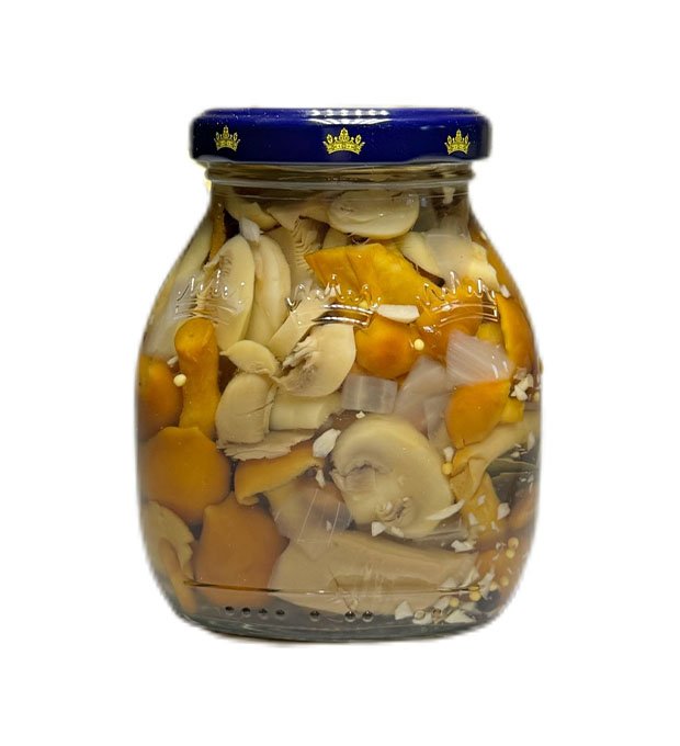 canned mixed mushroom marinated in brine