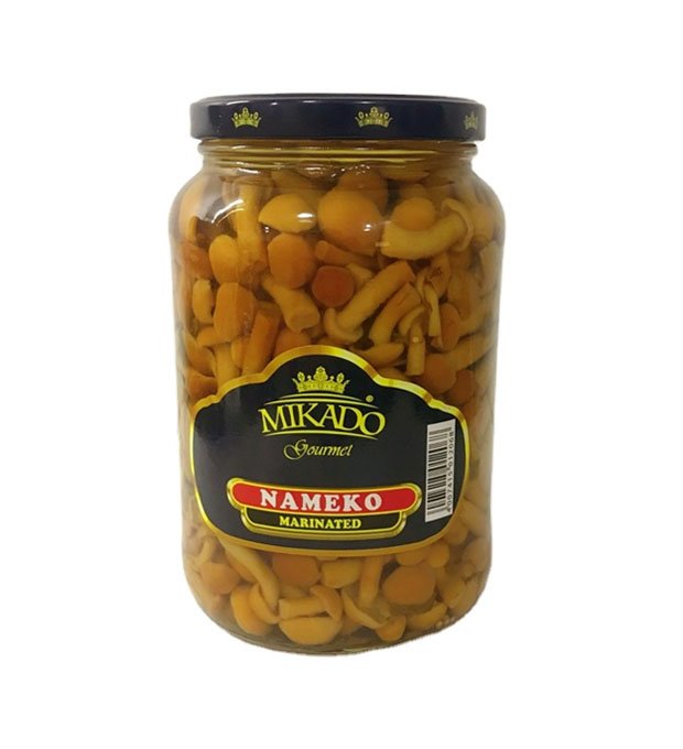 marinated nameko mushrooms golden color