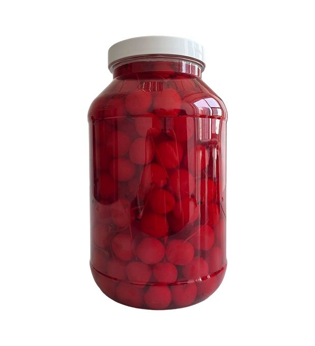 red maraschino cherries in syrup
