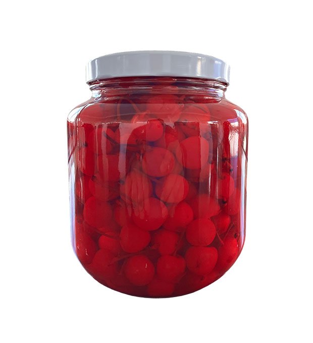 red maraschino cherries in syrup