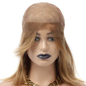 silk base with swiss lace frontal Jewish wig on model showing natural hairline