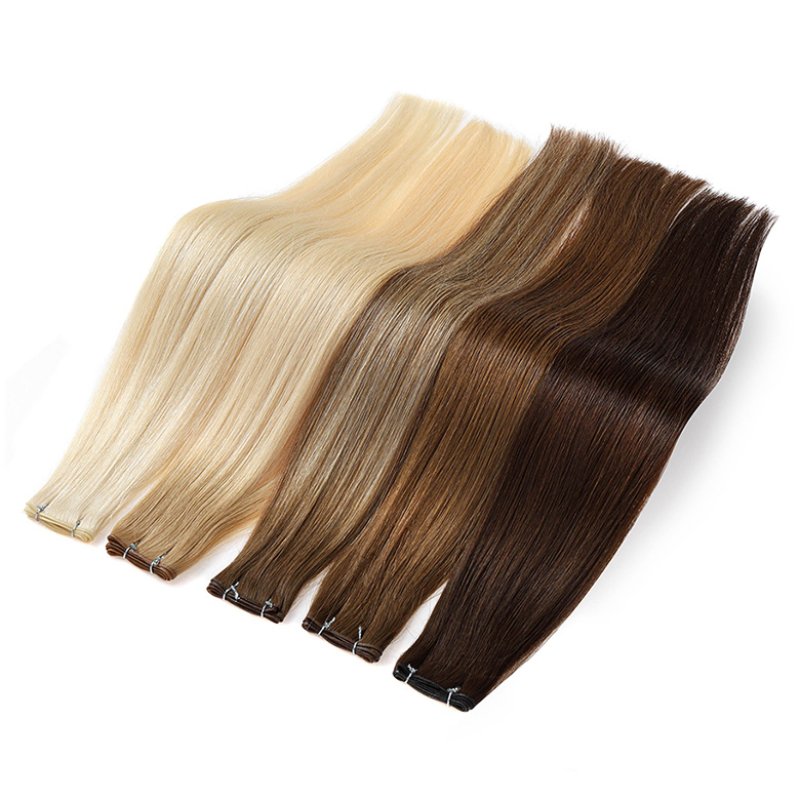 multi-color wig collection laid out for customer selection