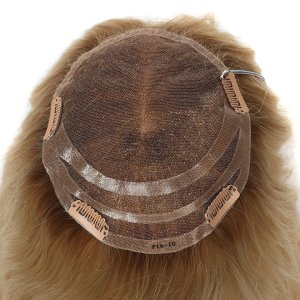 chestnut brown two tone mono topper for thinning crown coverage