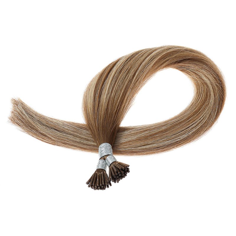 ash blonde V-tip keratin bonded extensions for light hair