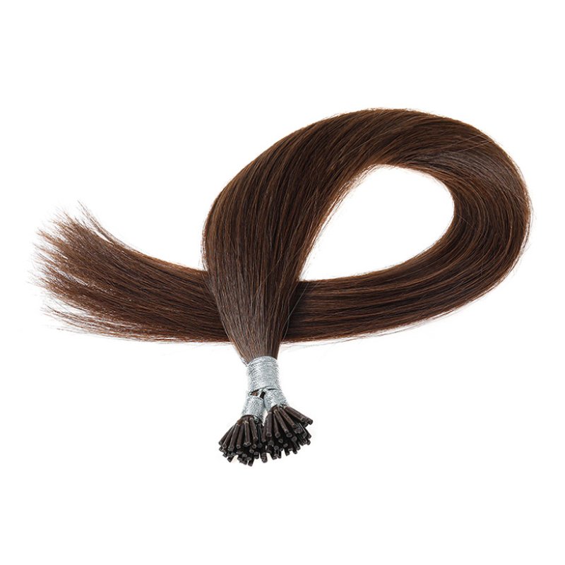 chocolate brown flat tip keratin hair strands neatly arranged
