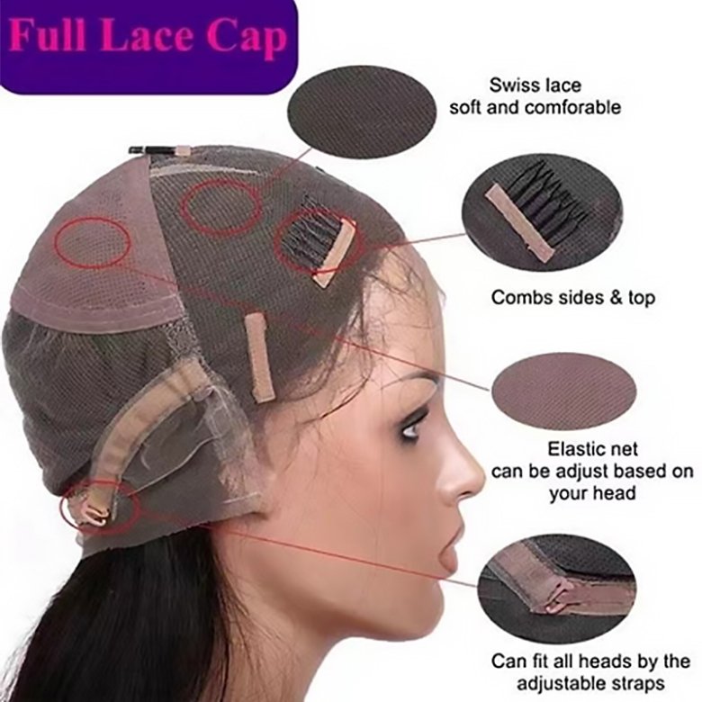 Full Hand-Knotted  Lace Wig with Clips