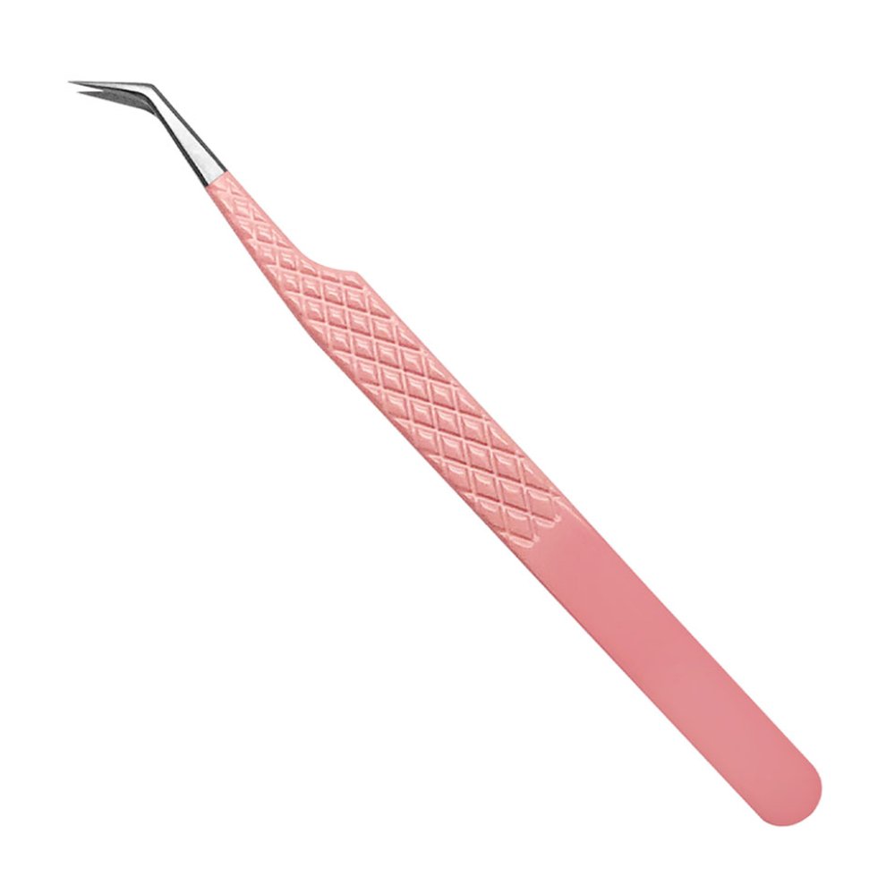 Pinzas profesionales para pestañas NZ-2, pinzas de acero inoxidable rosa súper resistentes con puntas de fibra, pinzas de maquillaje antiestáticas de alta precisión.