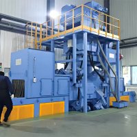 steel structure rust removal blasting line in action
