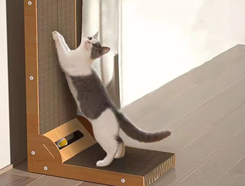 Wood and Paper Wall-Mounted Cat Scratcher L-Shape Cat Scratch Pad Hot Selling Cat Post