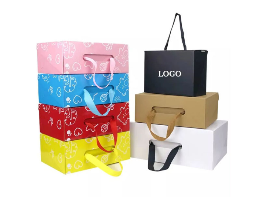 Custom boxes with logo packaging Custom shoe box Hat clothing packaging Cardboard gift packaging box with handle