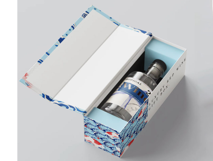 Handmade Luxury Wine Boxes Custom Rigid Cardboard Paper Magnetic Gift Box Packaging Embossed UV Coating for Glass Wine Bottles