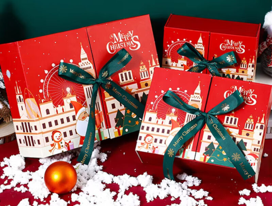 Tiktok trend 2024 custom folding Christmas eve gift boxes packaging Wedding Valentine's Christmas Day Present Box with ribbon