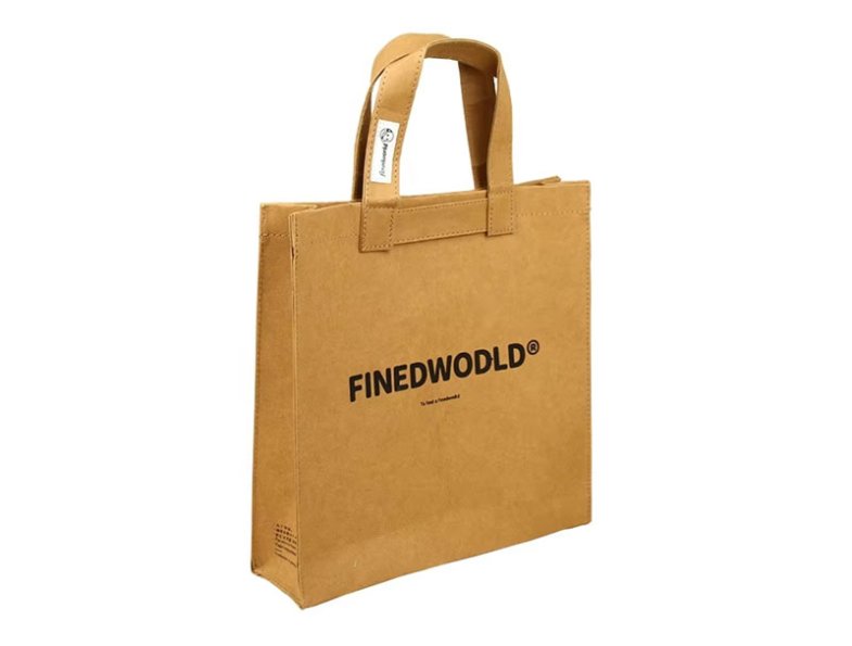 Custom Washable Brown Kraft Paper Fabric Shopping Bags