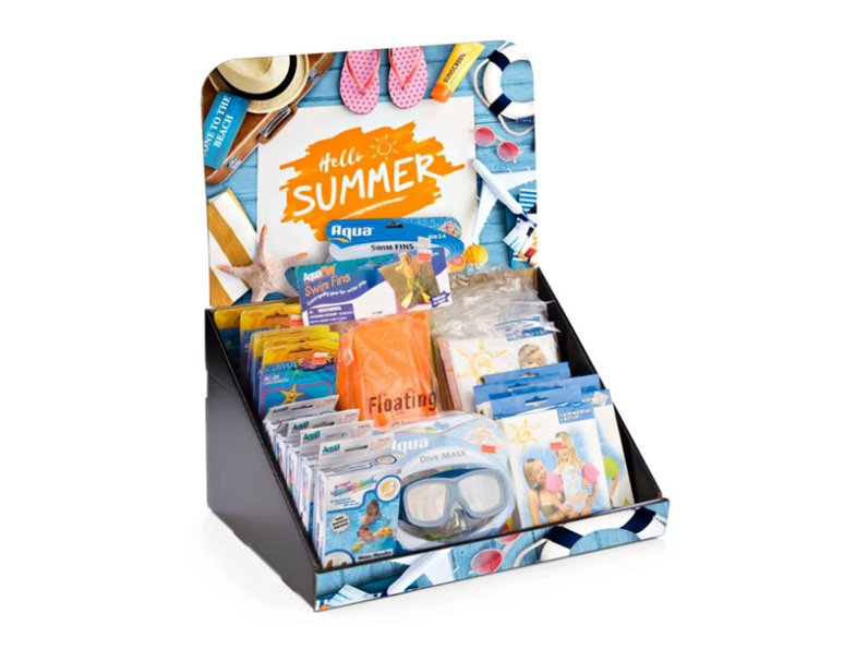 Custom Corrugated Paper Beauty Makeup Products Box Retail Table Top POP PDQ Cardboard Sachet Mini Display Stand