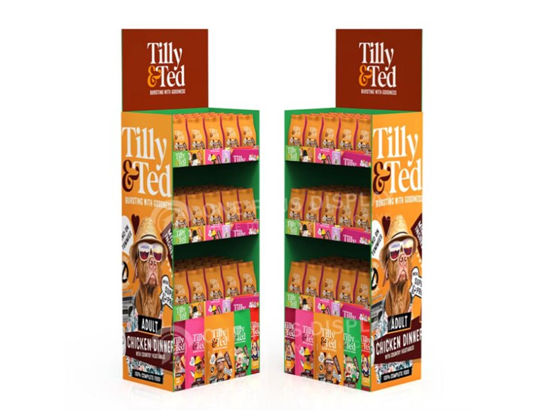 High Quality Custom Pet Food Cardboard Display Rack Shop Floor Paper Display Rack Pop up Display for Shop