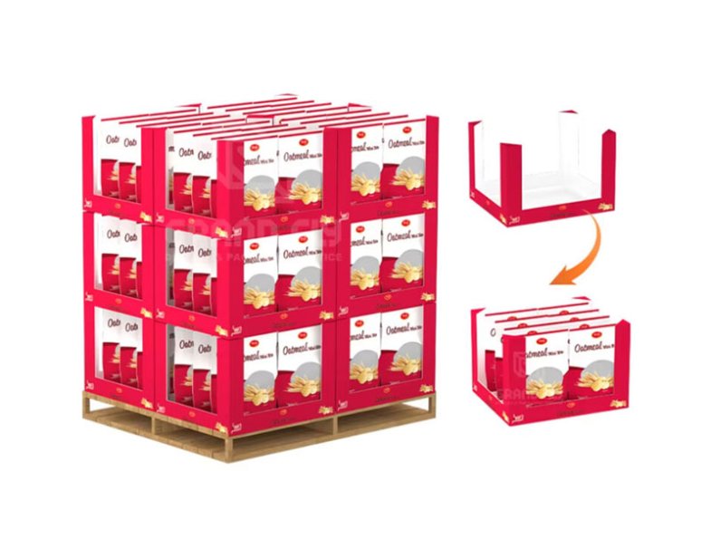 Custom Sam's WM Cardboard POD Snack Food Stackable PDQ Market Tray Display Carton Corrugated Cardboard Pallet Display Box