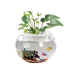 transparent round fish bowl with flowers, floating candles, or pebbles for home décor