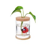 transparent glass fish bowl with protective glass or bamboo lid for events