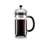 Premium Glass French Press with Metal Frame – Silver