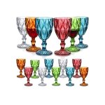 Diamond Cut Colored Wine Glass