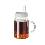 Glass Water Cup with Silicone Lid