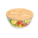 Clear Glass Bowl with Wooden Lid