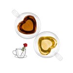 Double Wall Glass Cup with Heart-Shaped Rim