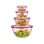 Set of Clear Glass Bowl with Plastic Lid