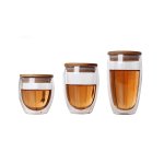Double Wall Glass Cup with Wooden Lid