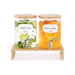 Glass Juice Dispenser with Wooden Lid