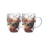 Double Wall Glass Cup with Dried Flower