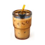 1.3 Glass Cup with Straw and Lid