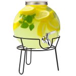Embossed Glass Drink Dispenser with Metal Stand（2）